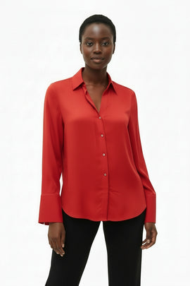 Red Buttoned Down Blouse Red