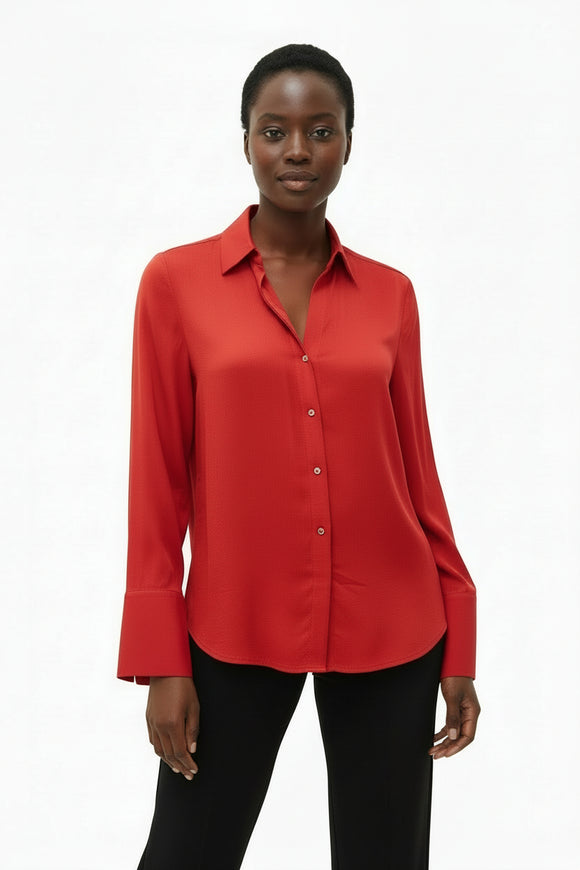 Red Buttoned Down Blouse Red