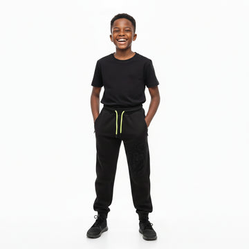 Black Lion Flock Print Active Pants Black