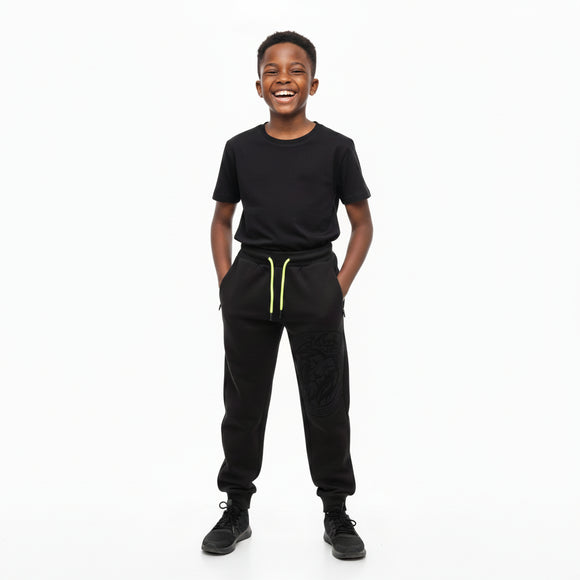 Black Lion Flock Print Active Pants Black