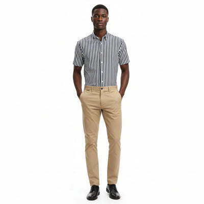 Beige Satin Slim Chino