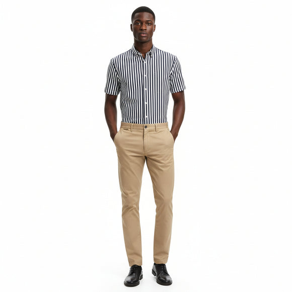 Beige Satin Slim Chino