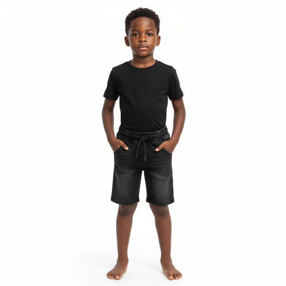 Dark Wash Rib Waist Knitted Denim 5 Pkt Shorts Darkwash REDTAG