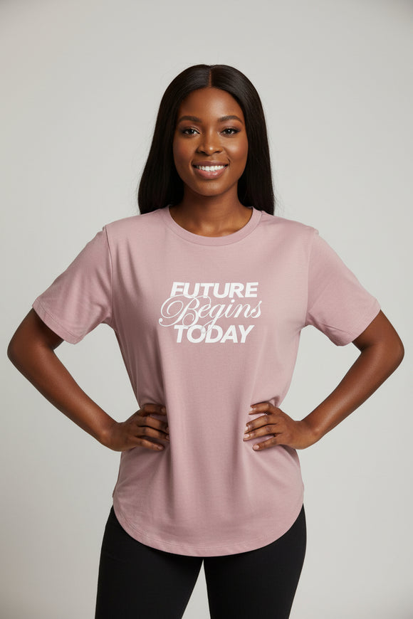 Pale Pink Curved Hem Active T Shirt