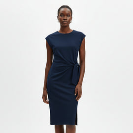 Navy Tie Jersey Shift Dress