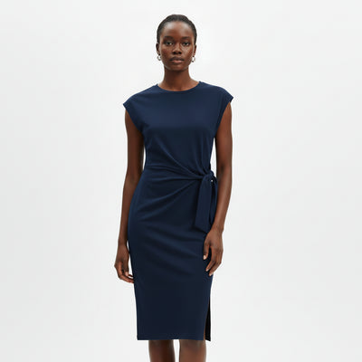Navy Tie Jersey Shift Dress