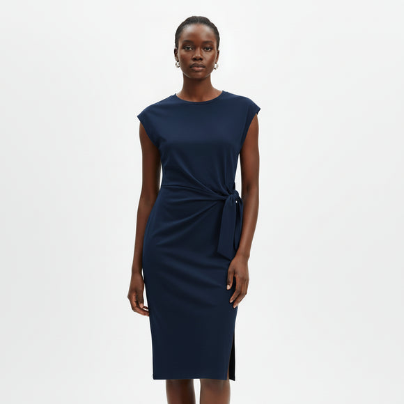 Navy Tie Jersey Shift Dress