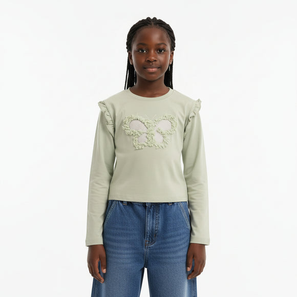 Sage Butterfly 3D Work L S T Shirt