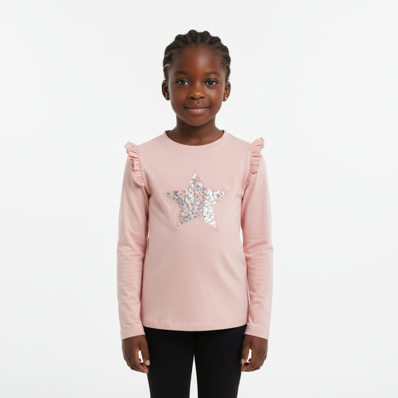 Pale Pink Star Long Sleeves Tshirt