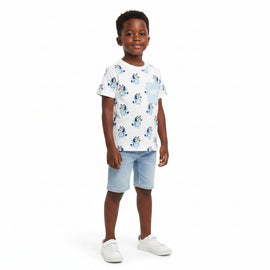 White Bluey Aop Short Sleeve T Shirt White