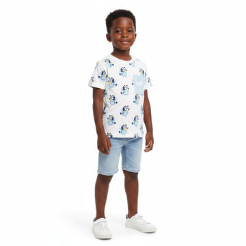 White Bluey Aop Short Sleeve T Shirt White