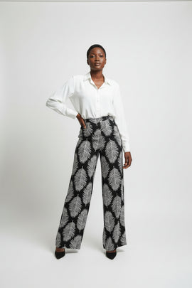 Assorted Puff Print Elasticated Back Straight Leg Trouser
