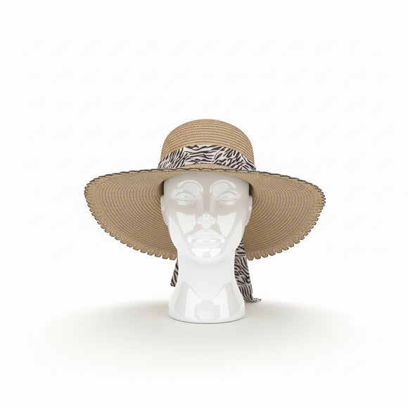 Beige Scarf Embellished Hat