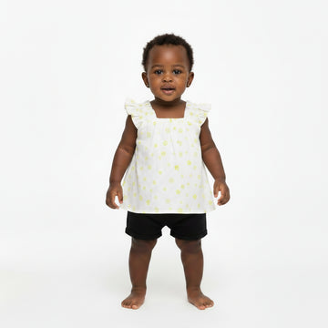 White Floral Burntout Fabric Blouse White