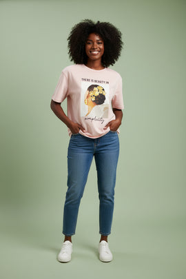 Pale Pink Embellished T Shirt