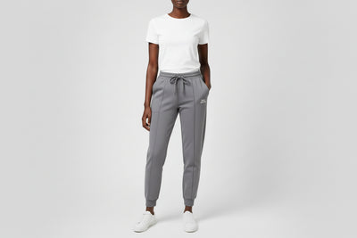 Pale Grey Ribbed Hem With Pintuck Jog Pant
