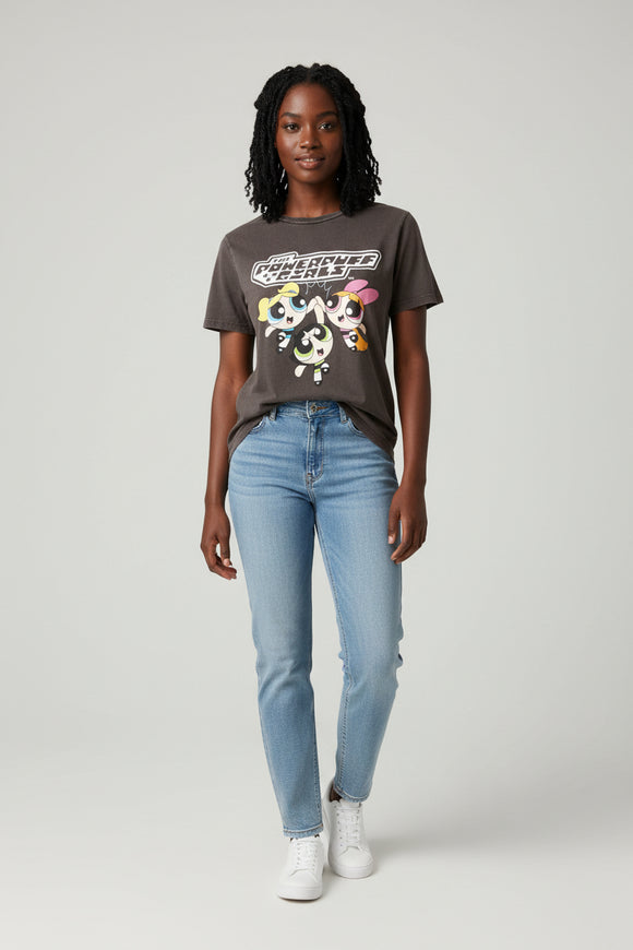 Charcoal Powerpuff Printed T Shirt