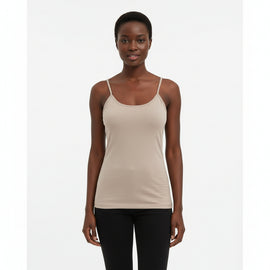 Taupe Plain Strappy Vest