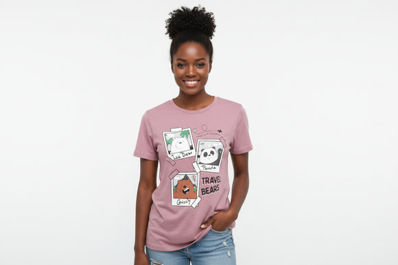 Mauve We Bare Bears Printed T Shirt