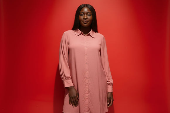 Peach Buttone Front Shirt Tunic