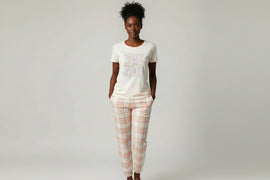 Ivory Knit Woven Table Pj Set