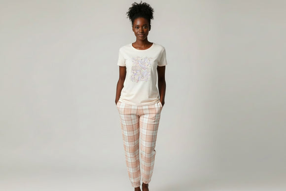 Ivory Knit Woven Table Pj Set