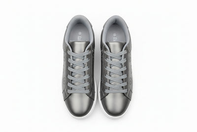 Grey Lace Up Sneaker With Stitching Detail  Mid Grey