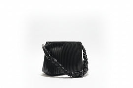 Black Pleated Textured Day Bag