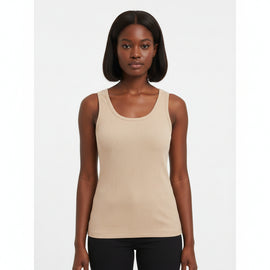 Sand Plain Rib Vest Brown