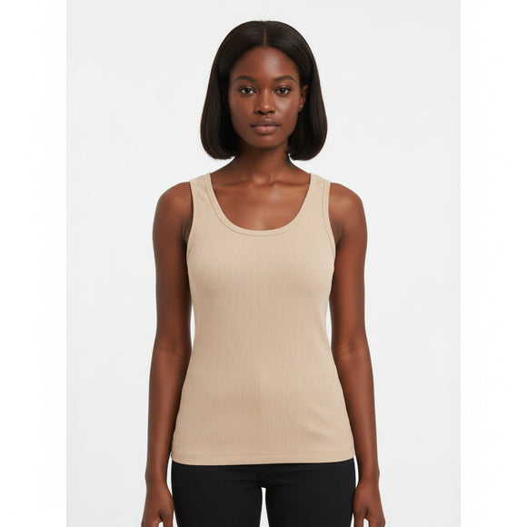 Sand Plain Rib Vest Brown