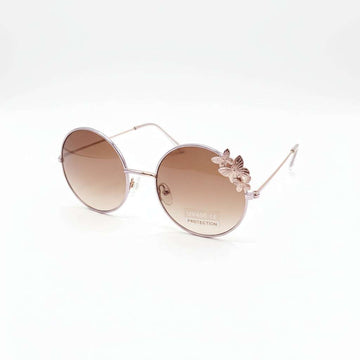 Round Floral Embellishment Sunglasses Nawao.com