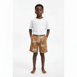 Rust Allover Print Shorts Red Nawao.com