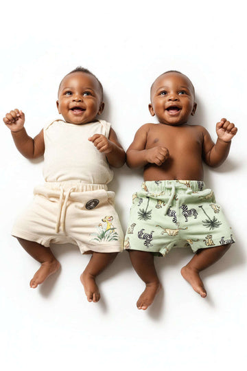 Rust And Sage Printed Lion King 2 Pack Active Shorts Orange Nawao.com