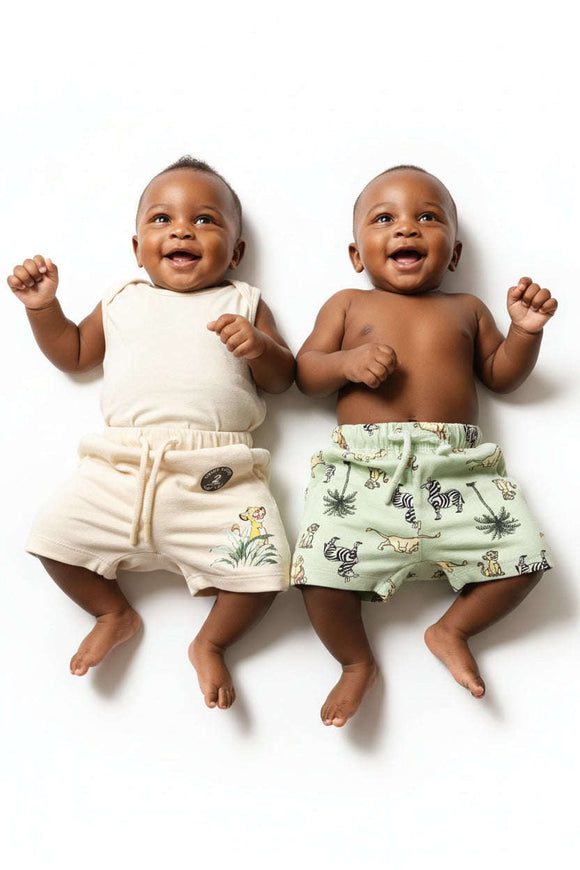 Rust And Sage Printed Lion King 2 Pack Active Shorts Orange Nawao.com