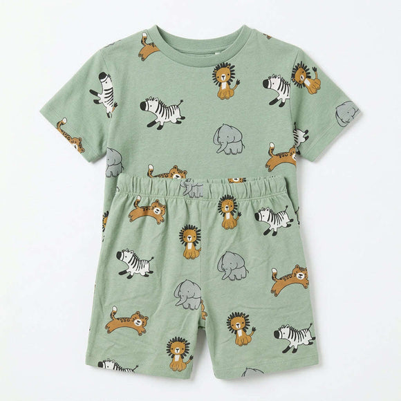 Sage Animal Printed Tshirt And Shorts 2 Pk Pj Set Green Nawao.com