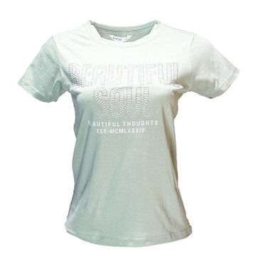Sage Beautiful Embellished Printed T Shirt Nawao.com