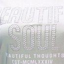 Sage Beautiful Embellished Printed T Shirt Nawao.com
