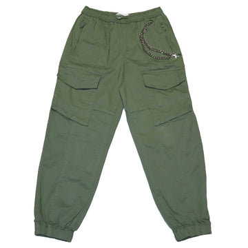 Sage Cargo Pocket With Chain Pants Green Nawao.com