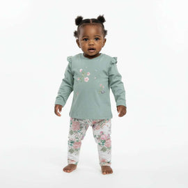 Sage Floral T Shirt With All Over Print Leggings Assorted Nawao.com