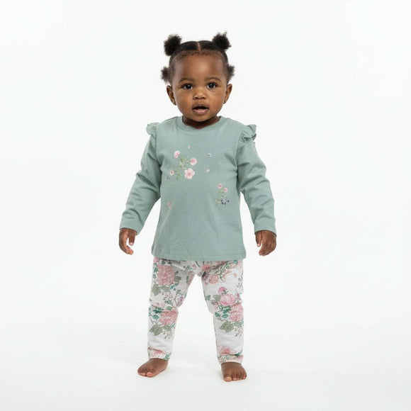 Sage Floral T Shirt With All Over Print Leggings Assorted Nawao.com