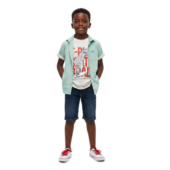 Sage Green Animal Aop Short Sleeve Shirt And T Shirt  Green Nawao.com