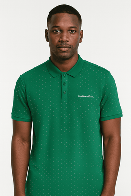 Sage Green Aop Polo Shirt With Chest Logo Green Nawao.com