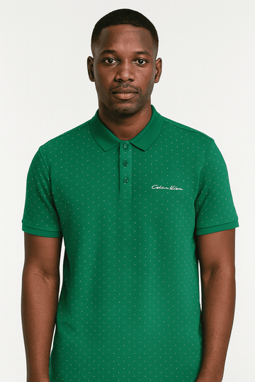 Sage Green Aop Polo Shirt With Chest Logo Green Nawao.com