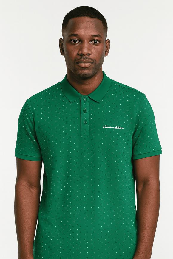 Sage Green Aop Polo Shirt With Chest Logo Green Nawao.com