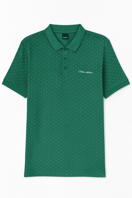 Sage Green Aop Polo Shirt With Chest Logo Green Nawao.com
