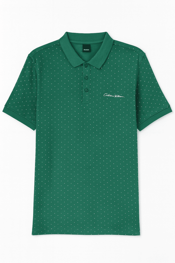 Sage Green Aop Polo Shirt With Chest Logo Green Nawao.com