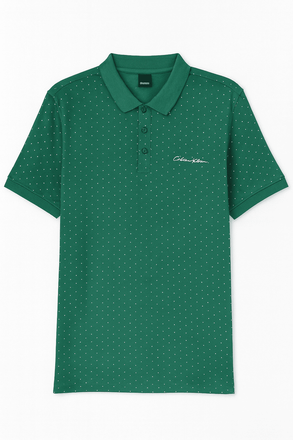 Sage Green Aop Polo Shirt With Chest Logo Green Nawao.com