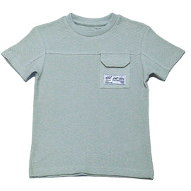 Sage Green Pocket Paneled Short Sleeve T Shirt Nawao.com