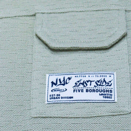 Sage Green Pocket Paneled Short Sleeve T Shirt Nawao.com