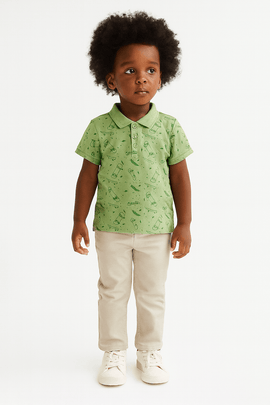 Sage Green Skate Aop Polo Nawao.com